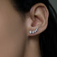 Smiley Face Stud Earrings, 5-Stone Round Cut Moissanite in D Color VVS1, 14K Gold Plated 925 Sterling Silver