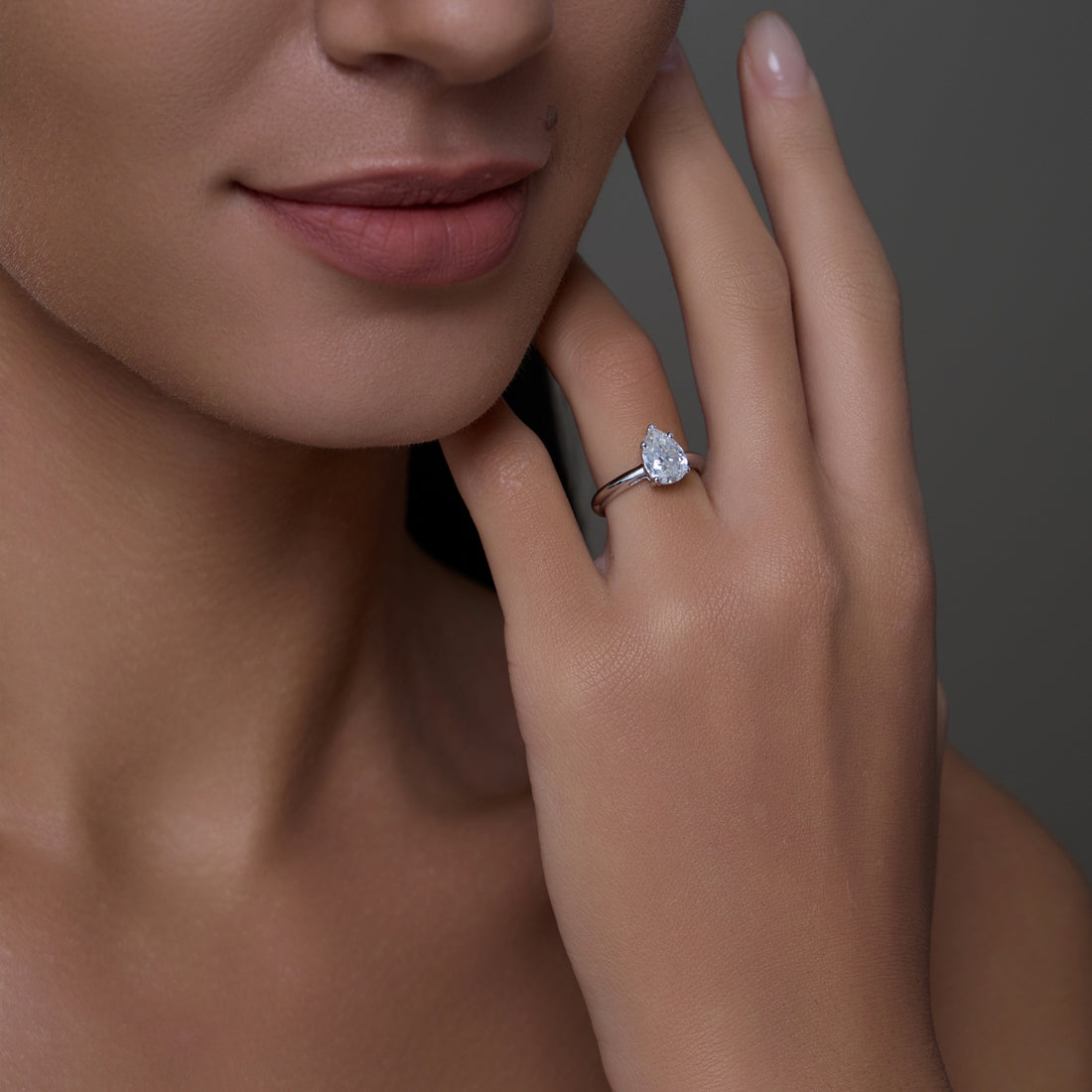 The Eternal Teardrop: Pear Cut Moissanite Engagement Ring | D Color VVS1 Clarity in Sterling Silver, GRA Certified Symbol of Everlasting Love