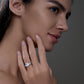 3 Carat Emerald/Radiant Cut Moissanite Engagement Ring with Pear Side Stones, D Color VVS1 Clarity in 925 Sterling Silver, Three-Stone Wedding Ring with Certificate