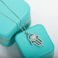 Hamsa Hand Pendant with 1 Carat Round Cut Moissanite, 14K Gold Plated 925 Sterling Silver,  Jewelry for Women