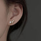 3-Stone Moissanite Ear Crawlers,  GRA Certified, 14K Gold Plated Earrings for Her