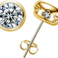 Bezel Set Moissanite Stud Earrings, 1-2 CTTW Round Cut D Color VVS, Platinum Plated Sterling Silver with Friction Back