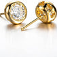Bezel Set Moissanite Stud Earrings, 1-2 CTTW Round Cut D Color VVS, Platinum Plated Sterling Silver with Friction Back