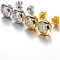 Bezel Set Moissanite Stud Earrings, 1-2 CTTW Round Cut D Color VVS, Platinum Plated Sterling Silver with Friction Back