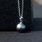 9-12mm AAAA Tahitian Black Pearl Pendant Necklace, 18K White Gold Plated over Sterling Silver with 40+2+3mm Adjustable Chain, Luxury Jewelry Gift for Women & Wife