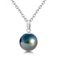 9-12mm AAAA Tahitian Black Pearl Pendant Necklace, 18K White Gold Plated over Sterling Silver with 40+2+3mm Adjustable Chain, Luxury Jewelry Gift for Women & Wife