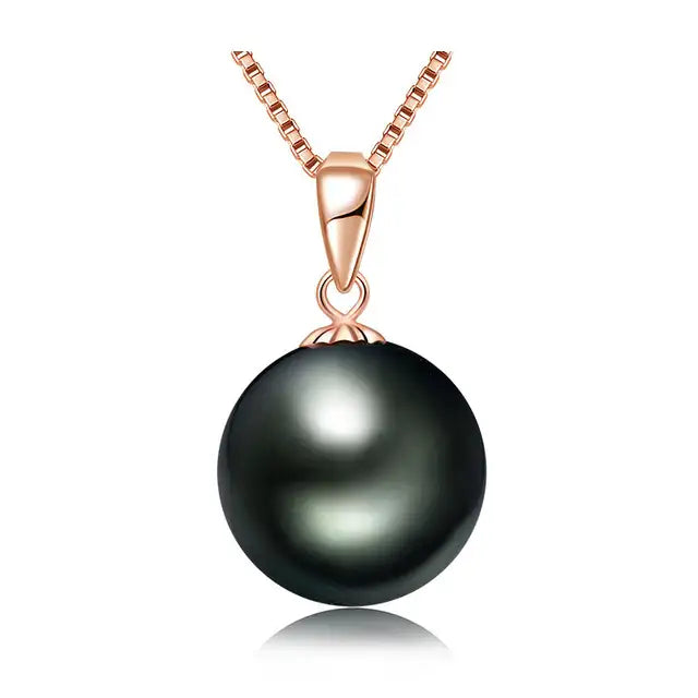 9-12mm AAAA Tahitian Black Pearl Pendant Necklace, 18K White Gold Plated over Sterling Silver with 40+2+3mm Adjustable Chain, Luxury Jewelry Gift for Women & Wife