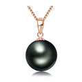 9-12mm AAAA Tahitian Black Pearl Pendant Necklace, 18K White Gold Plated over Sterling Silver with 40+2+3mm Adjustable Chain, Luxury Jewelry Gift for Women & Wife