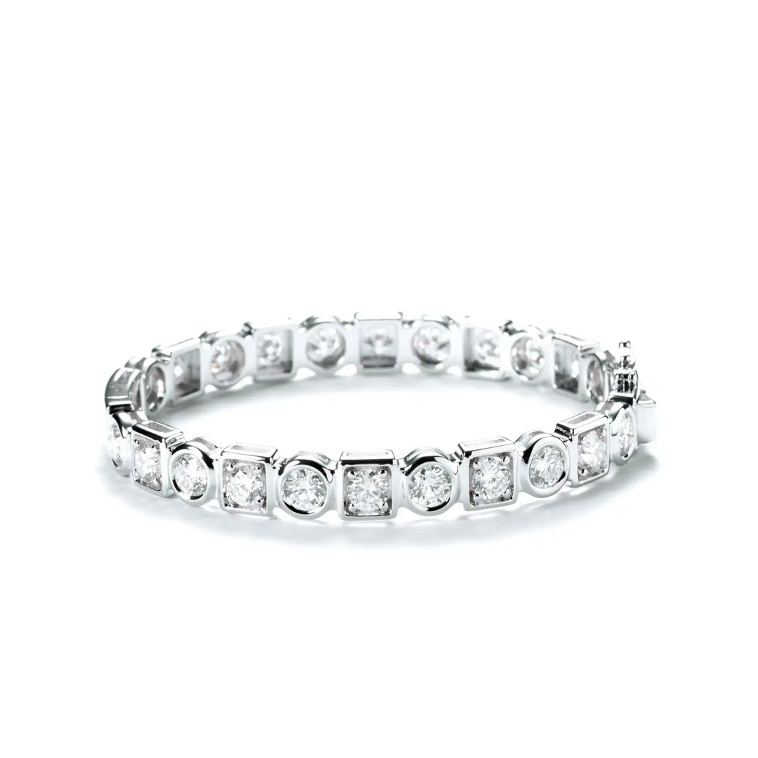 Moissanite Tennis Bracelet, 8-10.4 CTTW D Color VVS1 Clarity Round Cut Bezel Set in 925 Sterling Silver, Classic Diamond Bracelet for Women with Certificate