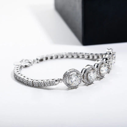 Adjustable Moissanite Anklet & Bracelet, 18K Gold Plated Sterling Silver 16+2cm Chain