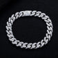 21.8-28.5 CTTW Moissanite Cuban Link Bracelet, D Color VVS1 Round Cut in 925 Sterling Silver, Iced Out Hip Hop Jewelry for Men & Women