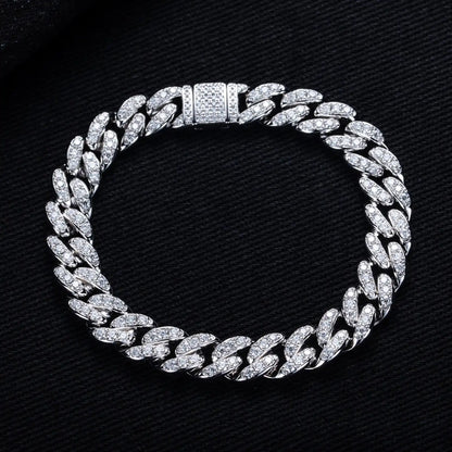 21.8-28.5 CTTW Moissanite Cuban Bracelet | D Color VVS1 & Iced Out | 925 Sterling Silver Unisex