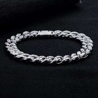 21.8-28.5 CTTW Moissanite Cuban Link Bracelet, D Color VVS1 Round Cut in 925 Sterling Silver, Iced Out Hip Hop Jewelry for Men & Women