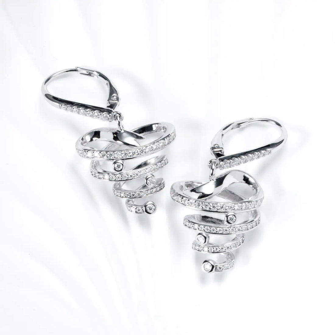 Christmas Tree Jewelry Set with Moissanite Earrings & Tornado Pendant Necklace, Sterling Silver Holiday Collection
