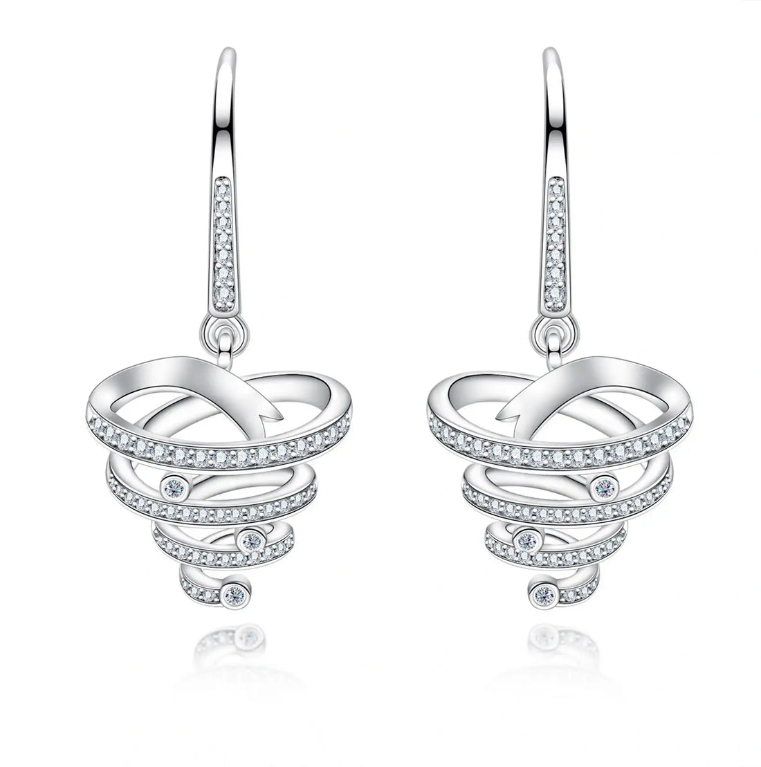 Christmas Tree Jewelry Set with Moissanite Earrings & Tornado Pendant Necklace, Sterling Silver Holiday Collection
