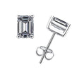 Princess Cut Moissanite Stud Earrings 1.2-4CTTW D Color VVS1 925 Silver 10K Post for Women