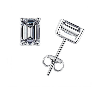 Princess Cut Moissanite Stud Earrings 1.2-4CTTW D Color VVS1 925 Silver 10K Post for Women
