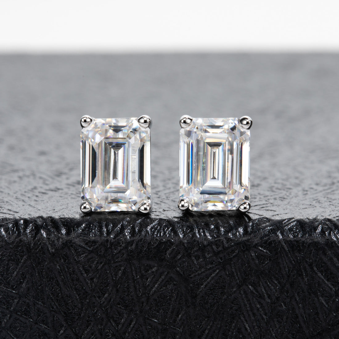 Princess Cut Moissanite Stud Earrings 1.2-4CTTW D Color VVS1 925 Silver 10K Post for Women