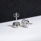 Bezel Set Moissanite Stud Earrings, 1-2 CTTW Round Cut D Color VVS, Platinum Plated Sterling Silver with Friction Back