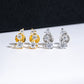 3-Stone Moissanite Ear Crawlers,  GRA Certified, 14K Gold Plated Earrings for Her
