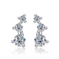 3-Stone Moissanite Ear Crawlers,  GRA Certified, 14K Gold Plated Earrings for Her