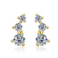 3-Stone Moissanite Ear Crawlers,  GRA Certified, 14K Gold Plated Earrings for Her