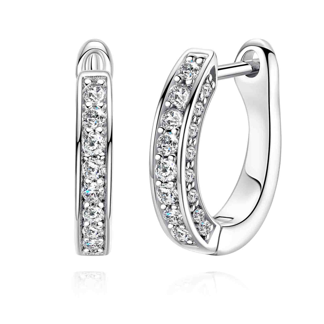 Moissanite Hoop Earrings, Round Cut 14K Gold Plated 925 Sterling Silver for Women