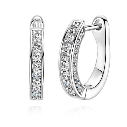 Moissanite Hoop Earrings, Round Cut 14K Gold Plated 925 Sterling Silver for Women