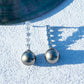 Tahitian Black Pearl Drop Earrings with Moissanite in 10K Solid White Gold, Dangle Earrings for Women, Perfect Gift for Mother's Day, Valentine's & Christmas