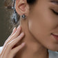 10mm V-Shape Tahitian Black Pearl Earrings with Moissanite, 10K White Gold Plated 925 Sterling Silver, Luxury Holiday Gift for Women