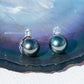 10mm Tahitian Black Pearl Stud Earrings, Classic Solitaire Design in 10K Solid White Gold with Moissanite Accents, Timeless Everyday Jewelry for Women