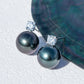 10mm Tahitian Black Pearl Stud Earrings, Classic Solitaire Design in 10K Solid White Gold with Moissanite Accents, Timeless Everyday Jewelry for Women