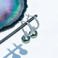 9-10mm Tahitian Black Baroque Pearl Earrings, Textured Twisted Rope Design in 18K White Gold Plated Sterling Silver, Artisan Drop Earrings for Women
