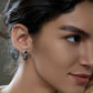 8-9mm Tahitian Black Pearl & Mother of Pearl Dangle Earrings, Hand-Selected from Black-Lipped Oyster in 18K White Gold Plated Sterling Silver