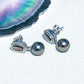 8-9mm Tahitian Black Pearl & Mother of Pearl Dangle Earrings, Hand-Selected from Black-Lipped Oyster in 18K White Gold Plated Sterling Silver