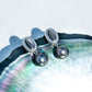 8-9mm Tahitian Black Pearl & Mother of Pearl Dangle Earrings, Hand-Selected from Black-Lipped Oyster in 18K White Gold Plated Sterling Silver