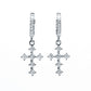 Cross Pendant Hoop Earrings with Moissanite, 925 Sterling Silver Fashion Jewelry for Women, Party Gift