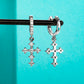 Cross Pendant Hoop Earrings with Moissanite, 925 Sterling Silver Fashion Jewelry for Women, Party Gift