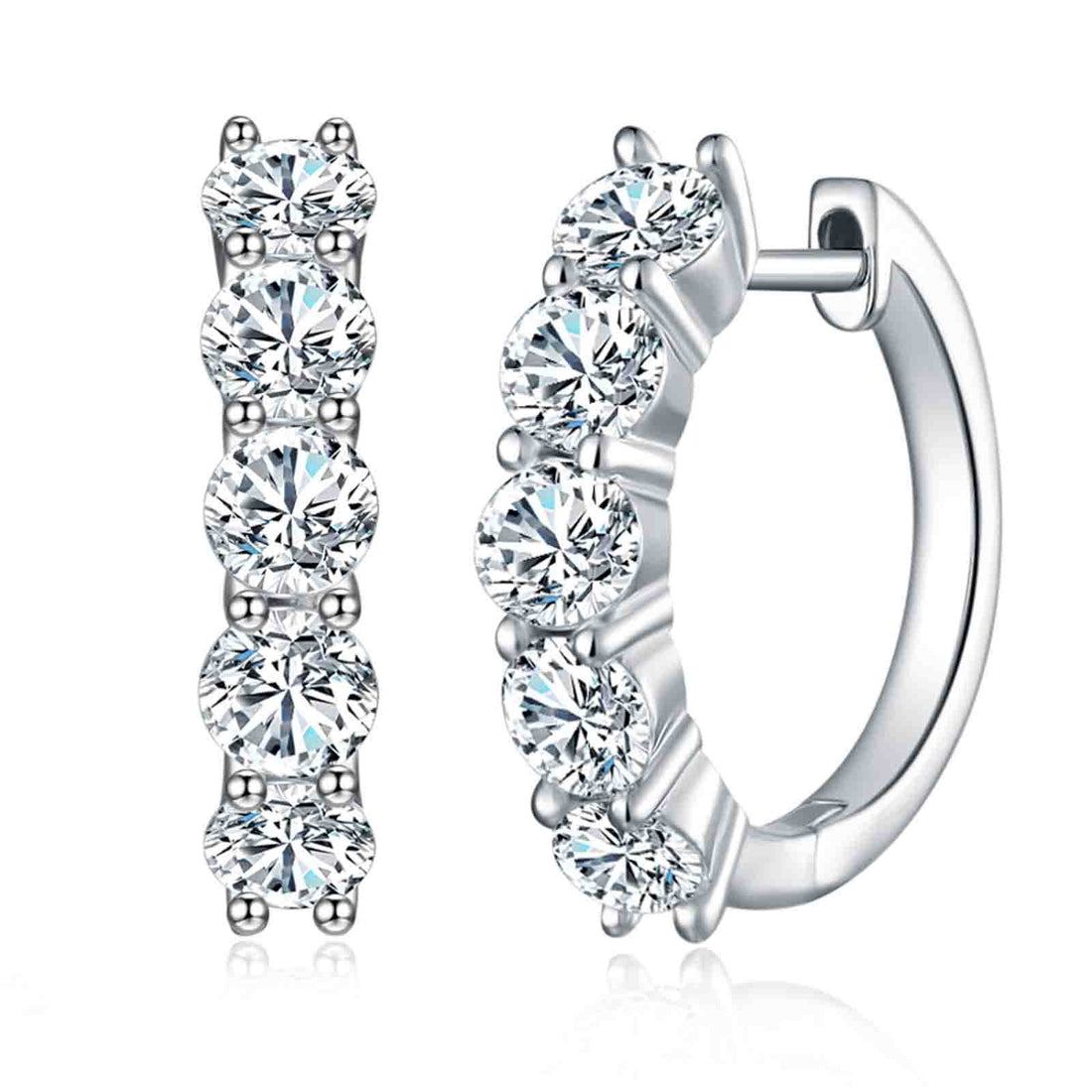 3 CTTW Moissanite Hoop Earrings, D Color Round Cut in 925 Sterling Silver, GRA Certified Diamond Alternative Jewelry