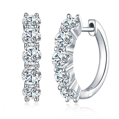 3 CTTW Moissanite Hoop Earrings, D Color Round Cut in 925 Sterling Silver, GRA Certified Diamond Alternative Jewelry