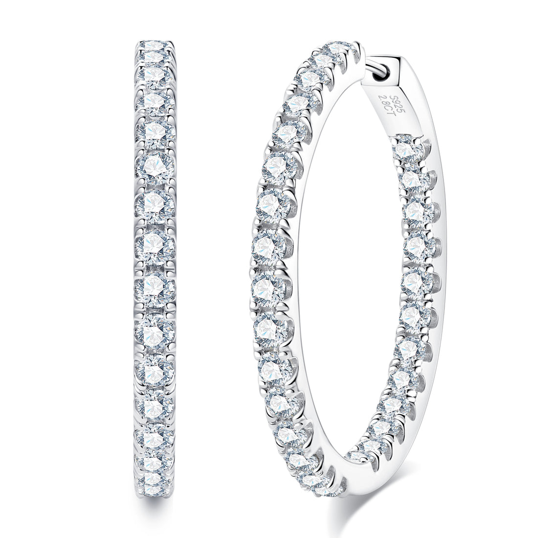 GRA Certified Moissanite Hoop Earrings, 14K Gold Plated 925 Sterling Silver