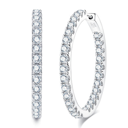 GRA Certified Moissanite Hoop Earrings, 14K Gold Plated 925 Sterling Silver