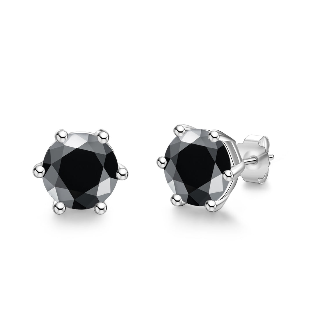 1.0 Ct 6-Prong Moissanite Stud Earrings, GRA Certified Rhodium Plated 925 Silver, Hypoallergenic