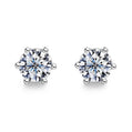 1.0 Ct 6-Prong Moissanite Stud Earrings, GRA Certified Rhodium Plated 925 Silver, Hypoallergenic