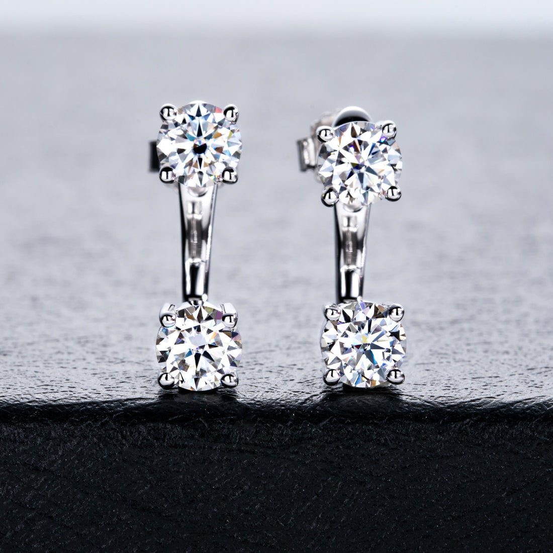 Moissanite Stud Earrings, 18K Gold Plated Sterling Silver, Wedding Anniversary Gift for Wife & Bride