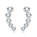 Smiley Face Stud Earrings, 5-Stone Round Cut Moissanite in D Color VVS1, 14K Gold Plated 925 Sterling Silver