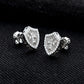 Guardian's Shield Stud Earrings, Full Pavé Moissanite in 925 Sterling Silver