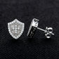 Guardian's Shield Stud Earrings, Full Pavé Moissanite in 925 Sterling Silver