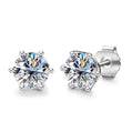 6-Prong Moissanite Stud Earrings, Round Cut D Color VVS1 Clarity in 925 Sterling Silver