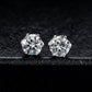 6-Prong Moissanite Stud Earrings, Round Cut D Color VVS1 Clarity in 925 Sterling Silver
